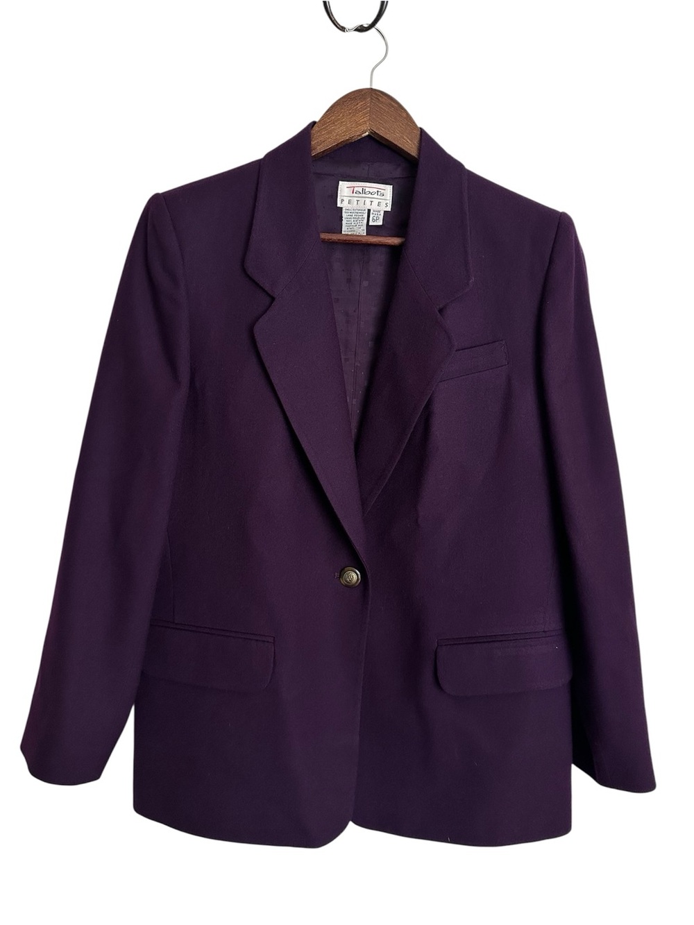 Vintage Talbots Petites Deep Purple Blazer Single Button Classic Office